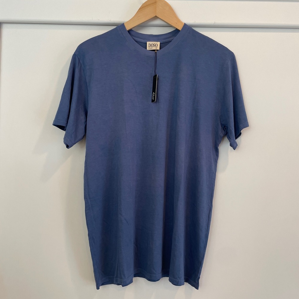 NWT DOSO Oversized‎ Blue Short Sleeve Crew Neck T Shirt,  Made in Los Angeles